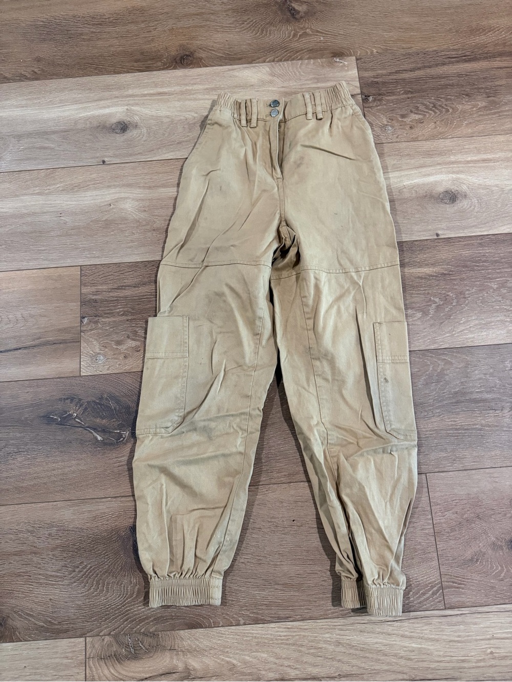 Bershka Kids Tan Cargo Joggers with Elastic Cuffs